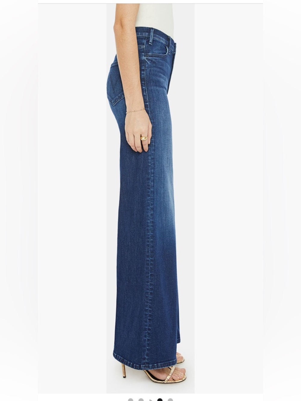 MOTHER The Hustler Roller Sneak Jeans Denim Wide Leg Faded Dark Blue 28 $258 New - Picture 3 of 13